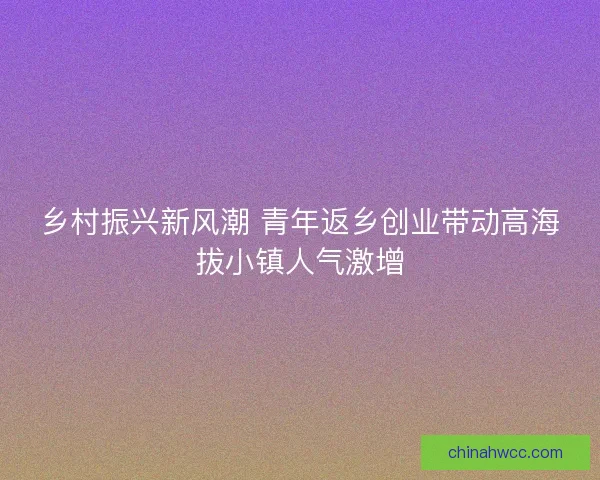 乡村振兴新风潮 青年返乡创业带动高海拔小镇人气激增