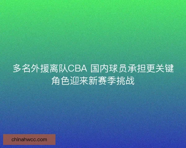 多名外援离队CBA 国内球员承担更关键角色迎来新赛季挑战 多名外援离队CBA 国内球员承担更关键角色迎来新赛季挑战